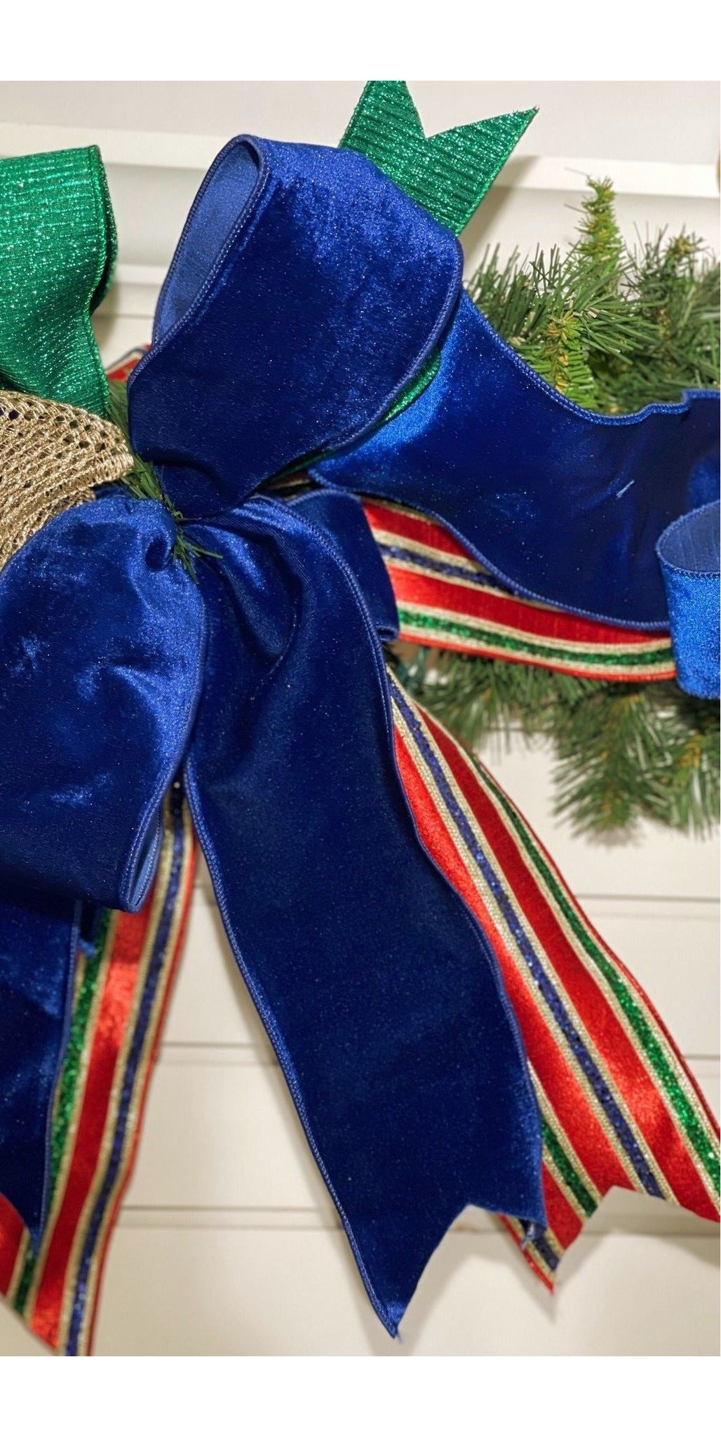 4" Velvet Ribbon: Royal Blue (10 Yards) - Michelle's aDOORable Creations - Wired Edge Ribbon