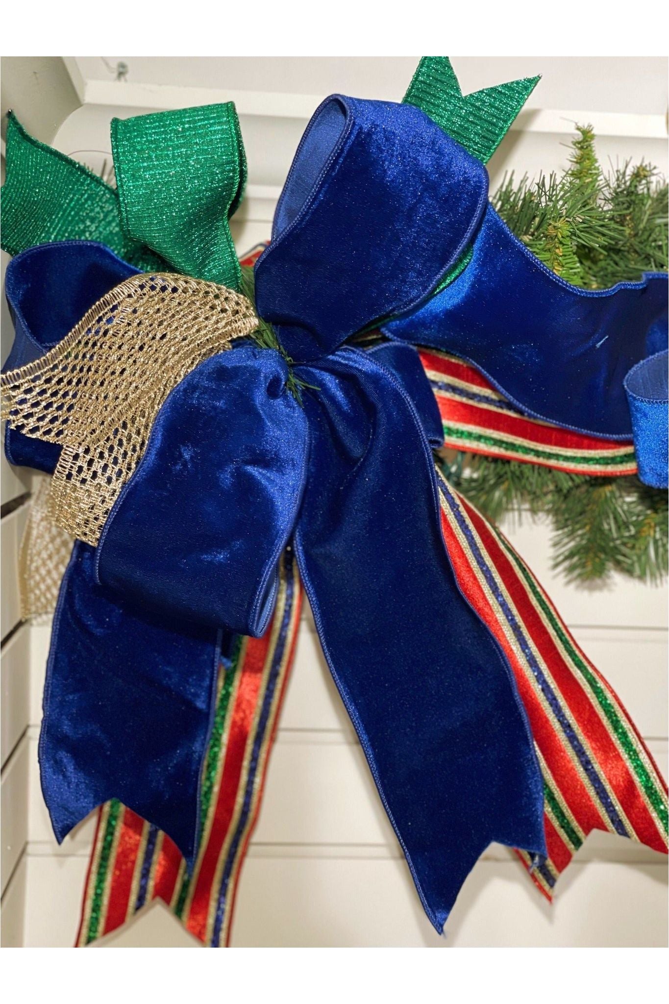 4" Velvet Ribbon: Royal Blue (10 Yards) - Michelle's aDOORable Creations - Wired Edge Ribbon
