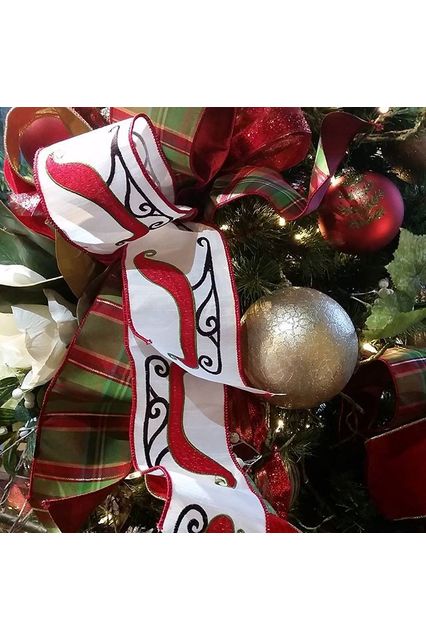 Shop For 4" White Santa Sleigh Embroidered Ribbon (5 Yards) at Michelle's aDOORable Creations