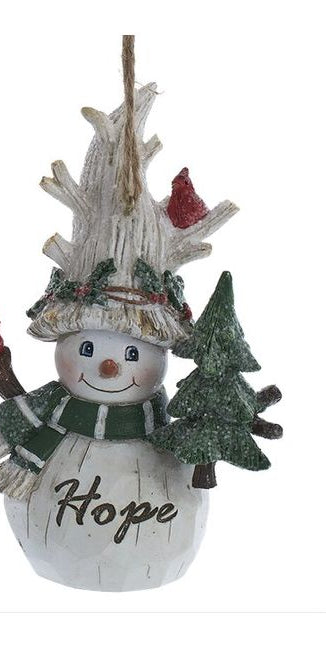 4.75" Birch Berries Belsnickel Snowman With Cardinal Ornaments - Michelle's aDOORable Creations - Holiday Ornaments