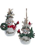 4.75" Birch Berries Belsnickel Snowman With Cardinal Ornaments - Michelle's aDOORable Creations - Holiday Ornaments