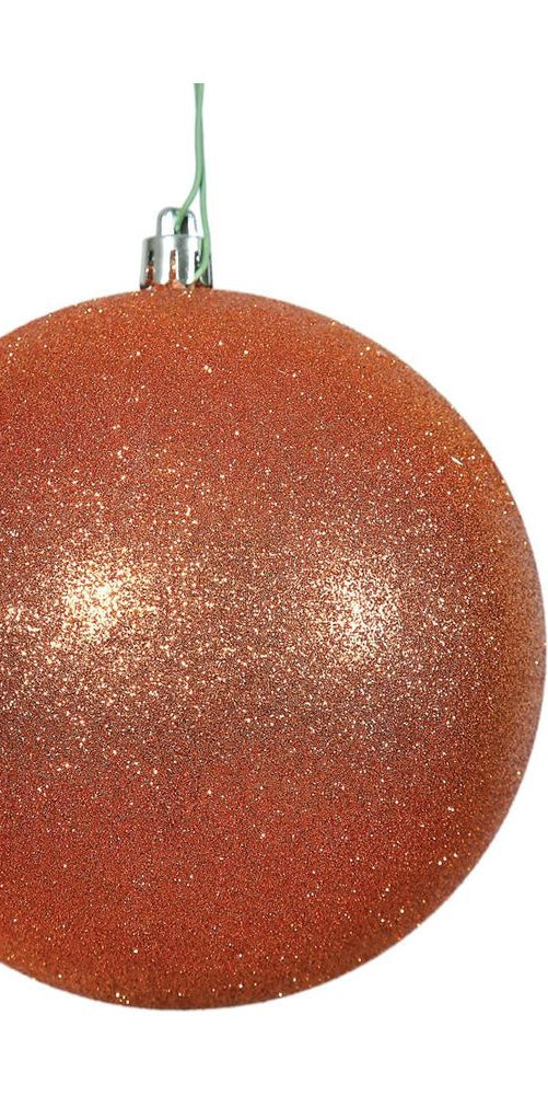 4.75" Burn Orange Glitter Ornament Ball - Michelle's aDOORable Creations - Holiday Ornaments