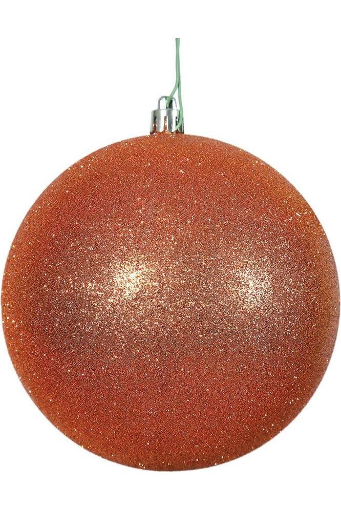 4.75" Burn Orange Glitter Ornament Ball - Michelle's aDOORable Creations - Holiday Ornaments