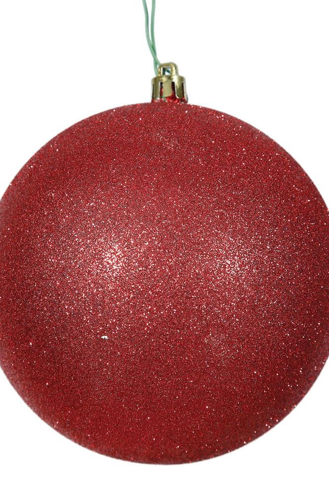 4.75" Red Ornament Ball: Glitter - Michelle's aDOORable Creations - Holiday Ornaments