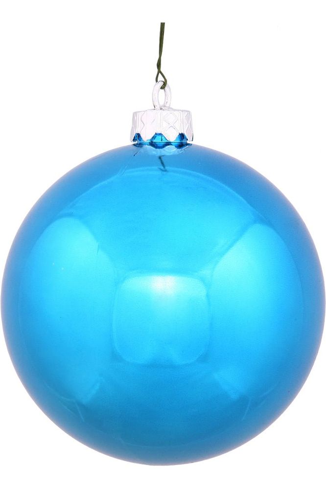 4.75" Turquoise Ornament Ball: Shiny - Michelle's aDOORable Creations - Holiday Ornaments