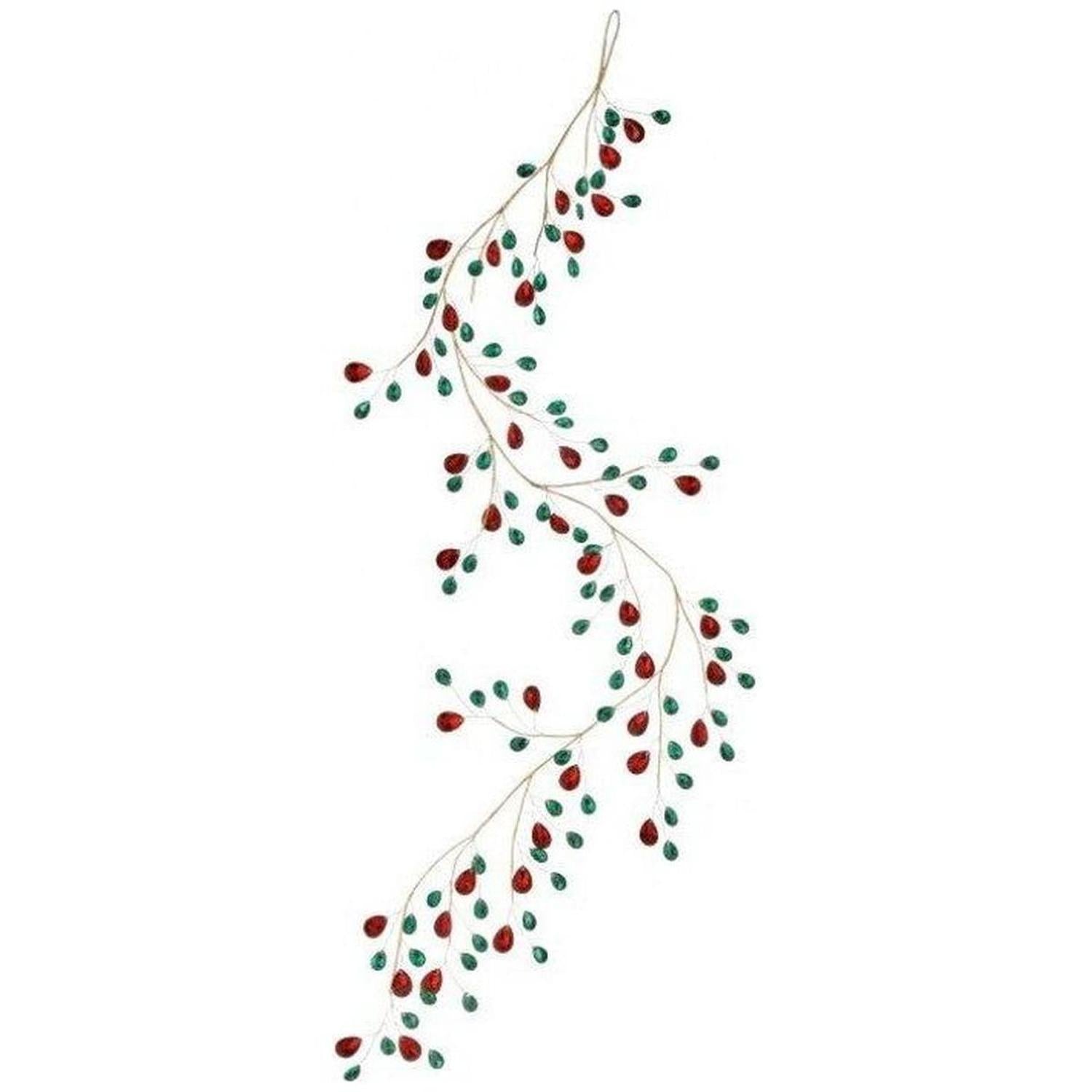 48" Metal Jewel Garland: Red/Green