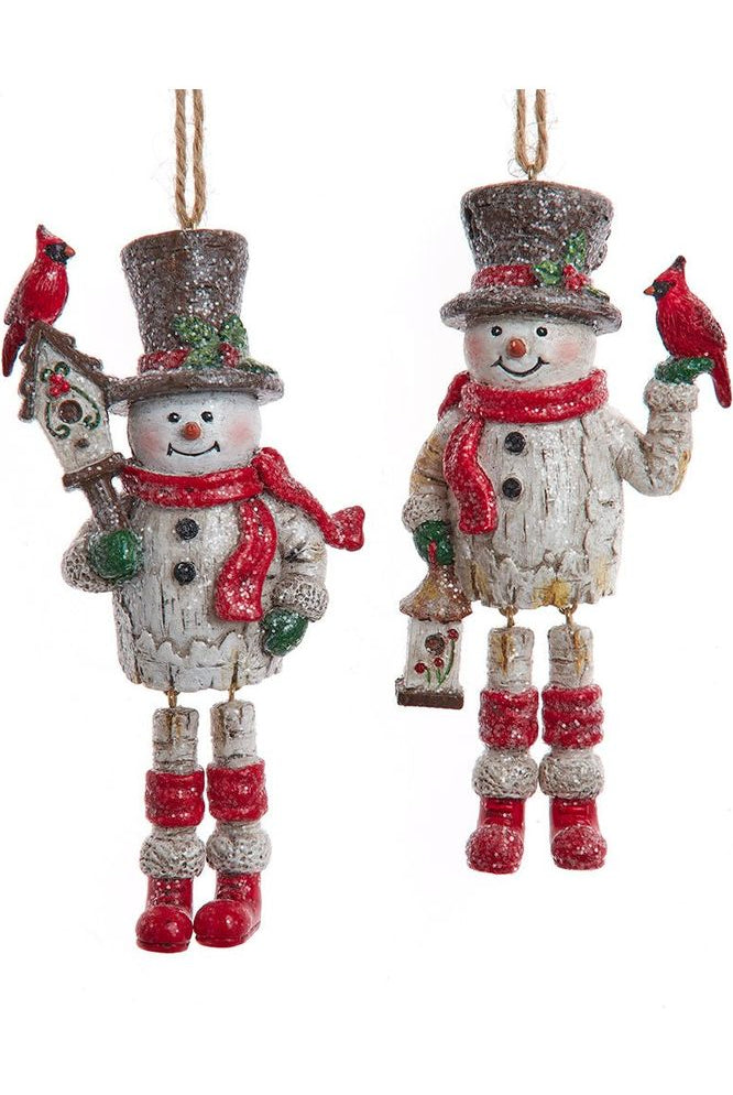 5" Birch Berries Snowman With Dangle Legs Ornaments - Michelle's aDOORable Creations - Holiday Ornaments