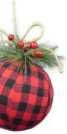 5" Buffalo Plaid Ornament: Red & Black - Michelle's aDOORable Creations - Holiday Ornaments
