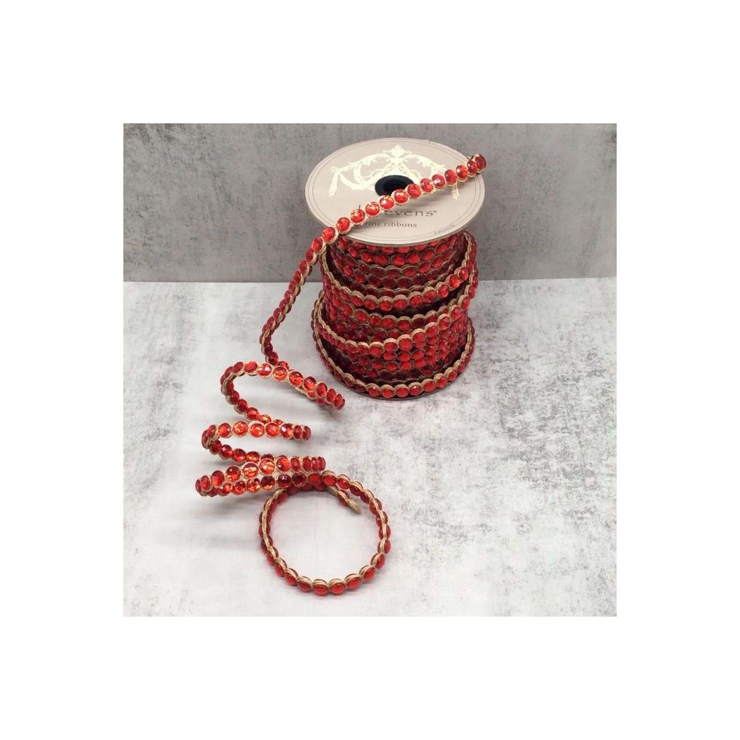 .5" Crown Jewel Garland Ribbon: Red (10 Yards)
