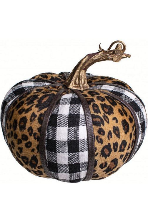 5" Fabric Cheetah Gingham Pumpkin - Michelle's aDOORable Creations - Pumpkin