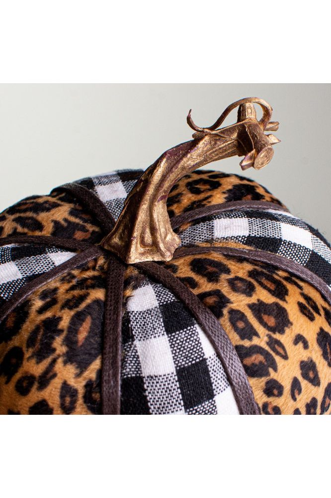 Shop For 5" Fabric Cheetah Gingham Pumpkin at Michelle's aDOORable Creations