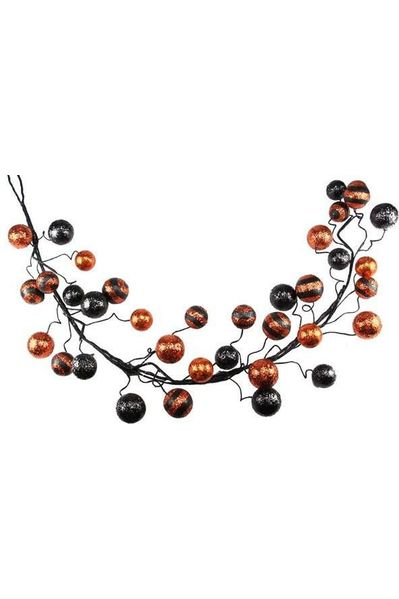 Shop For 5' Glitter Ball Garland: Orange/Black at Michelle's aDOORable Creations