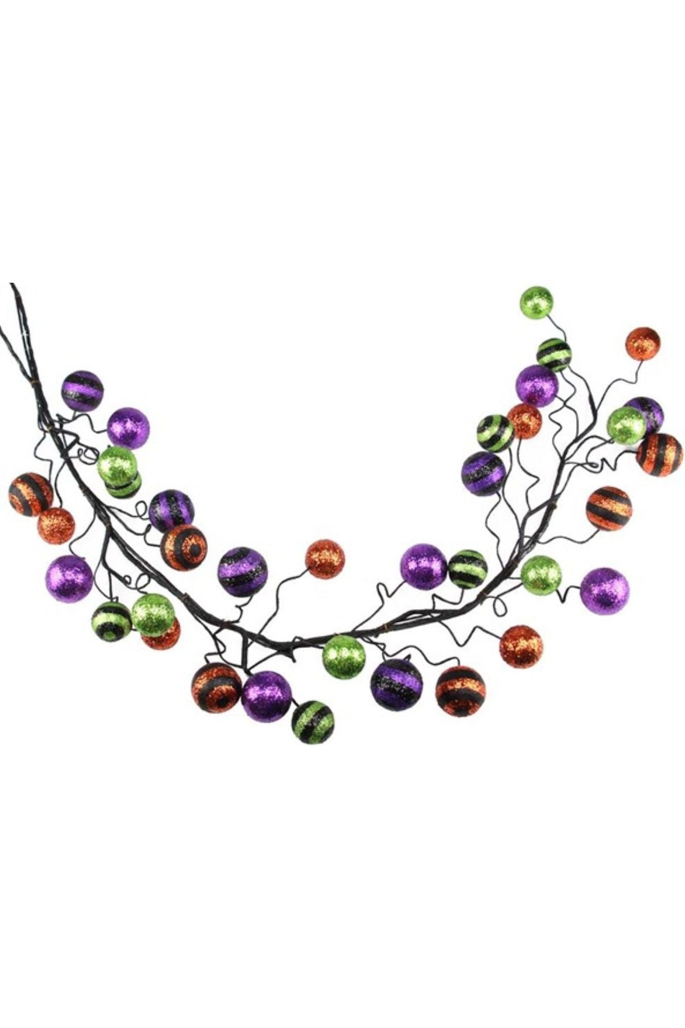 Shop For 5' Glitter Ball Garland: Orange/Lime/Purple at Michelle's aDOORable Creations