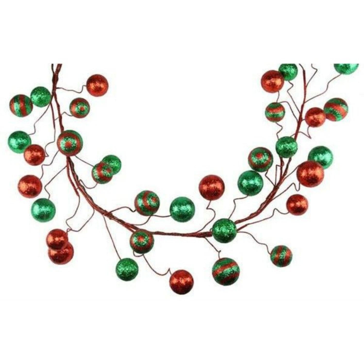 Shop For 5' Glitter Ball Garland: Red/Emerald Green at Michelle's aDOORable Creations