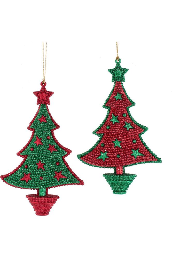 Shop For 5" Glittered Red and Green Christmas Tree Ornaments T3474