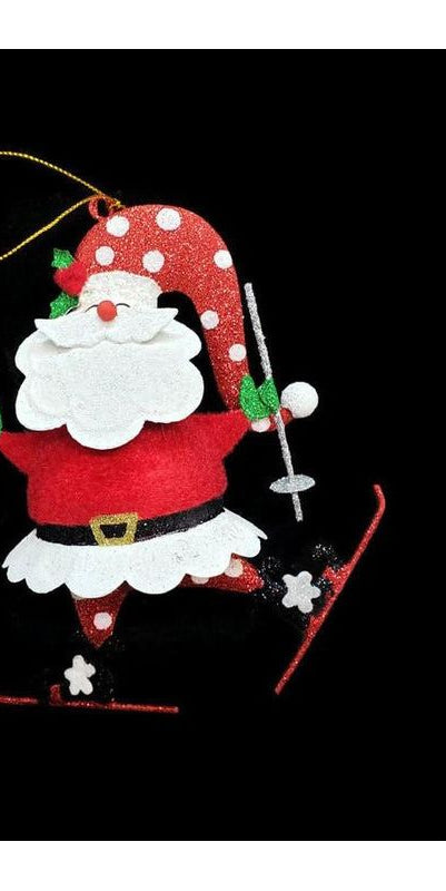 5" Skiing Santa Ornament - Michelle's aDOORable Creations - Holiday Ornaments