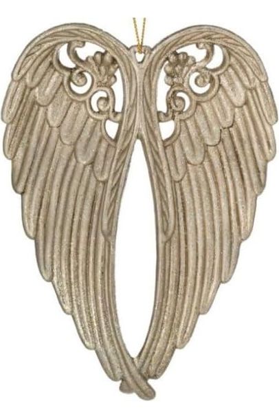 Shop For 5.5" Angel Wing Ornament: Champagne Gold at Michelle's aDOORable Creations