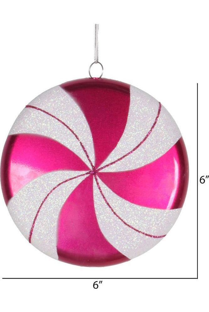 Shop For 6" Cerise-White Swirl Flat Candy Christmas Ornament M153309