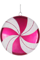 6" Cerise-White Swirl Flat Candy Christmas Ornament - Michelle's aDOORable Creations - Holiday Ornaments