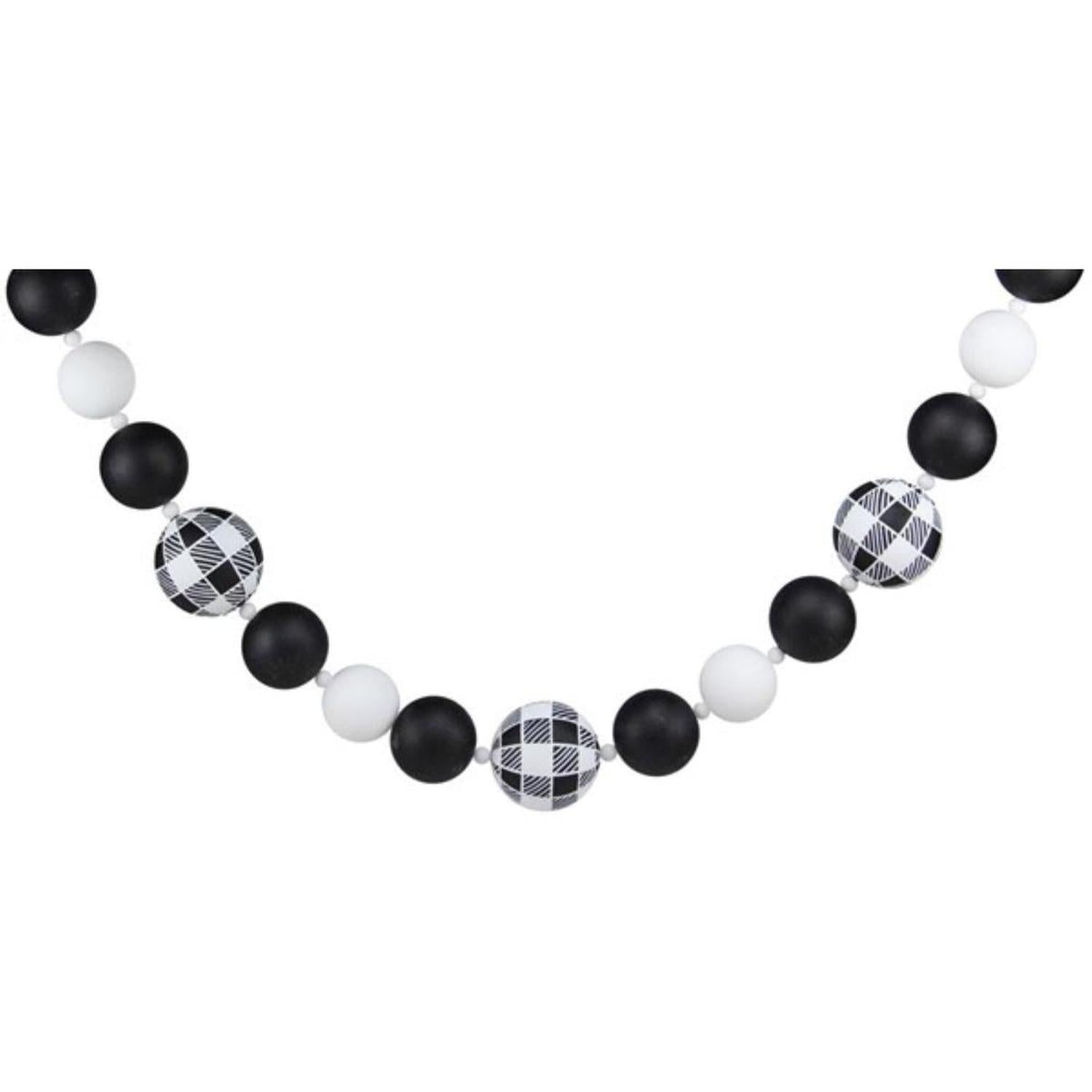 6' Check Ball Garland: Black/White
