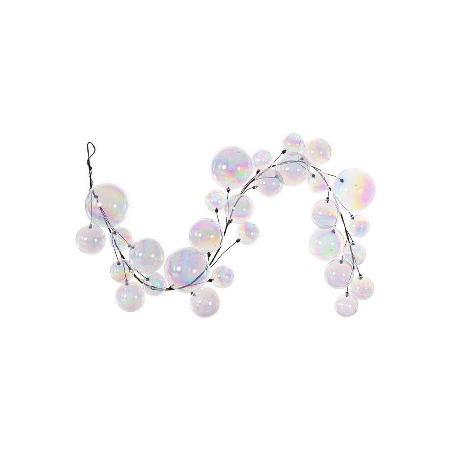 6' Clear Iridescent Branch Ball Wire Garland