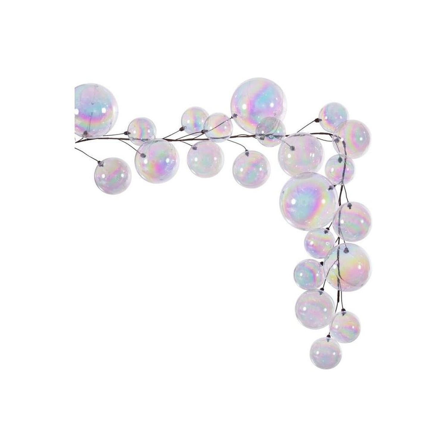 6' Clear Iridescent Branch Ball Wire Garland