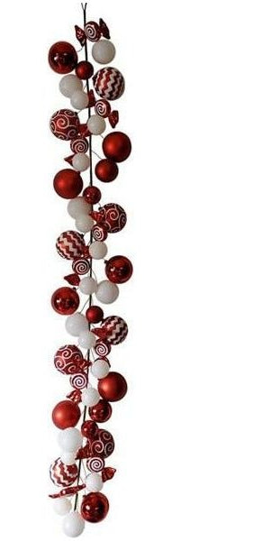 6' Effortless Candy Ornament Garland: Red & White - Michelle's aDOORable Creations - Garland