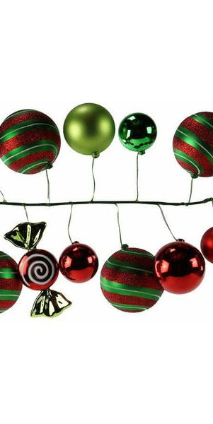 6' Effortless Candy Ornament Garland: Red/Emerald/White - Michelle's aDOORable Creations - Garland