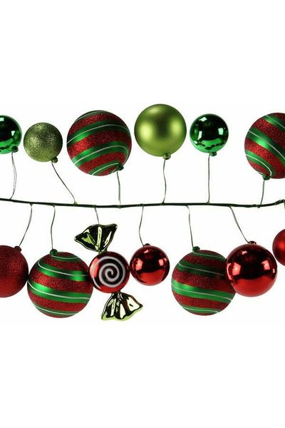 6' Effortless Candy Ornament Garland: Red/Emerald/White - Michelle's aDOORable Creations - Garland