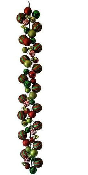 6' Effortless Candy Ornament Garland: Red/Emerald/White - Michelle's aDOORable Creations - Garland
