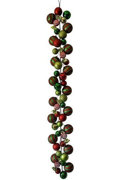 6' Effortless Candy Ornament Garland: Red/Emerald/White - Michelle's aDOORable Creations - Garland