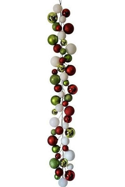 6' Effortless Ornament Garland: Red, Lime Green & White - Michelle's aDOORable Creations - Garland