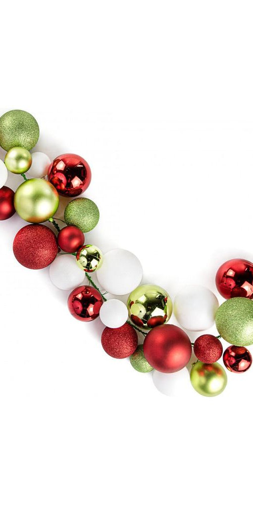 6' Effortless Ornament Garland: Red, Lime Green & White - Michelle's aDOORable Creations - Garland