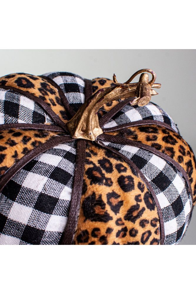 6" Fabric Cheetah Gingham Pumpkin - Michelle's aDOORable Creations - Pumpkin