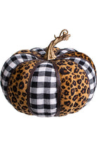 6" Fabric Cheetah Gingham Pumpkin - Michelle's aDOORable Creations - Pumpkin