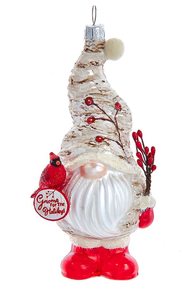 6" Glass Birch Berries Gnome Ornament - Michelle's aDOORable Creations - Holiday Ornaments