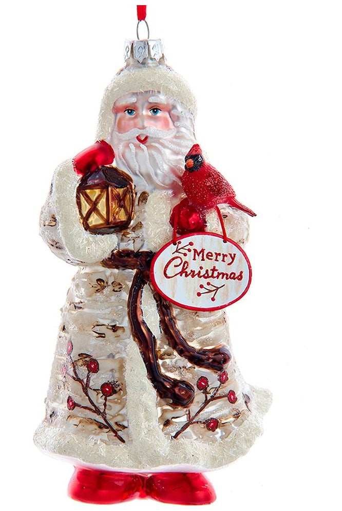 6" Glass Birch Berries Santa Ornament - Michelle's aDOORable Creations - Holiday Ornaments