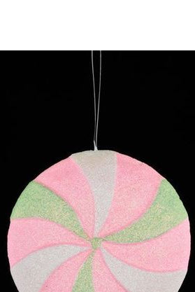6" Glitter Peppermint Candy Ornament: Pink/Mint Green - Michelle's aDOORable Creations - Wooden/Metal Signs