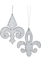 6" Mirror Jewel Fleur De Lis Ornament (Asst 2) - Michelle's aDOORable Creations - Holiday Ornaments