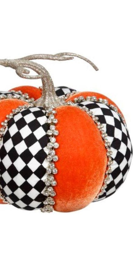6" Orange Diamond Trim Pumpkin: Check - Michelle's aDOORable Creations - Pumpkin