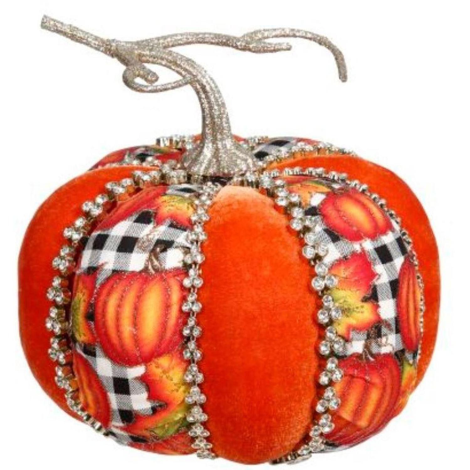 6" Orange Velvet Pumpkin: Check
