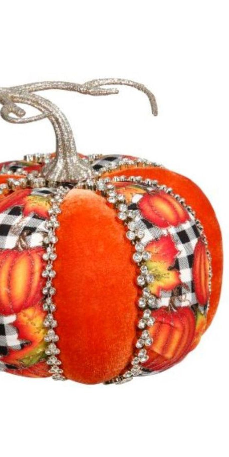 6" Orange Velvet Pumpkin: Check - Michelle's aDOORable Creations - Pumpkin