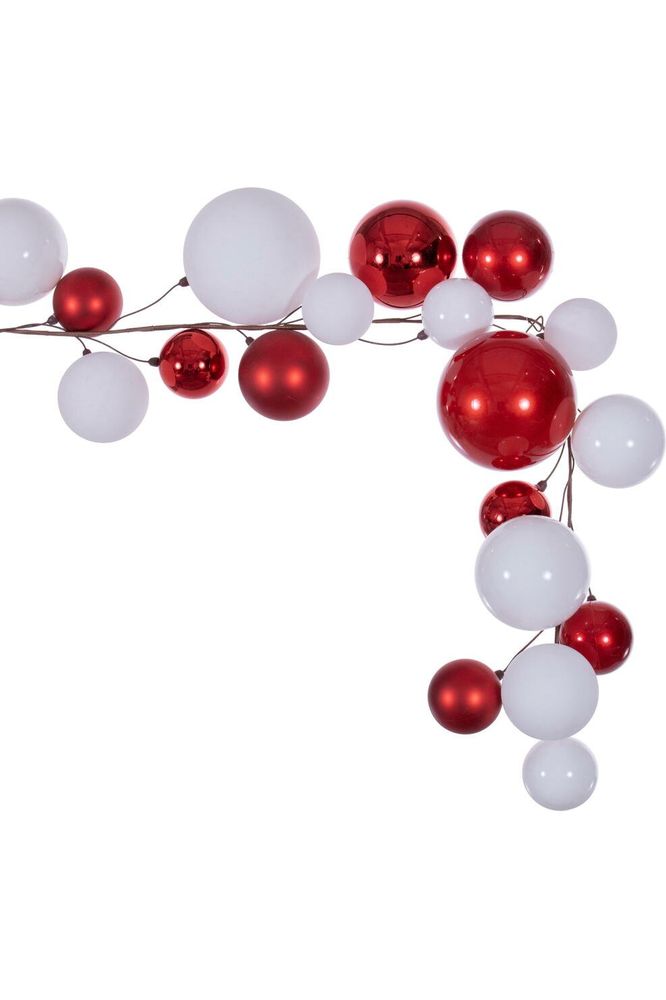 Shop For 6' Red and White Ball Branch Garland at Michelle's aDOORable Creations