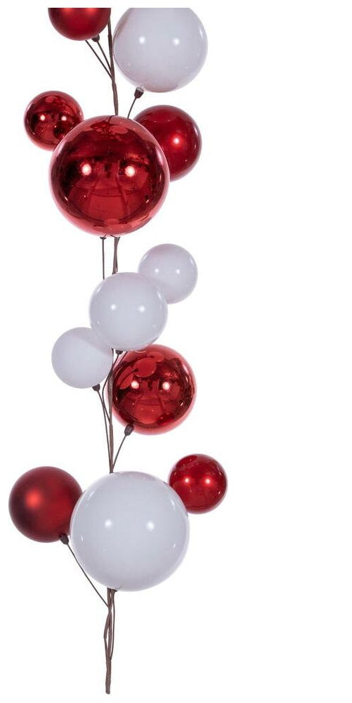 6' Red and White Ball Branch Garland - Michelle's aDOORable Creations - Garland