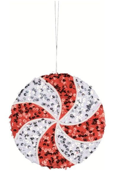 Shop For 6" Sequin Peppermint Ornament: Red/White XJ537739