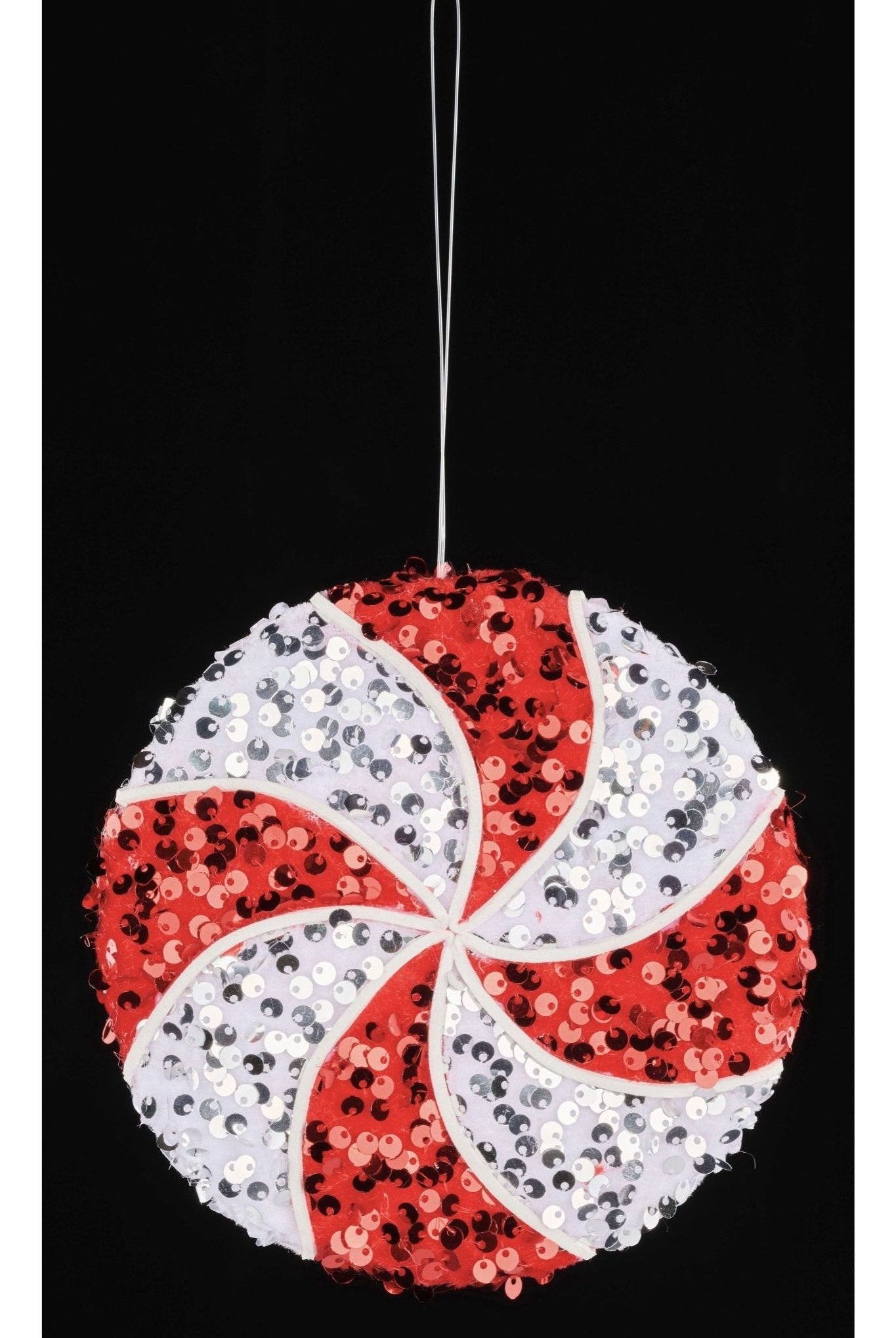 6" Sequin Peppermint Ornament: Red/White - Michelle's aDOORable Creations - Holiday Ornaments