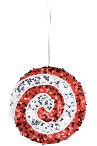 Shop For 6" Sequin Peppermint Swirl Ornament: Red/White XJ537939