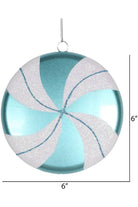 6" Teal-White Swirl Flat Candy Christmas Ornament - Michelle's aDOORable Creations - Holiday Ornaments