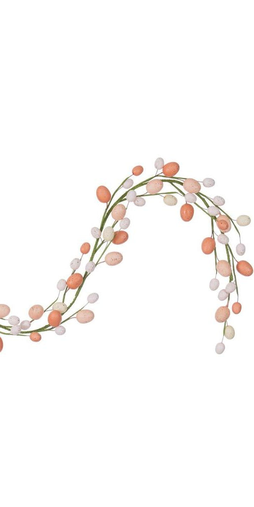60" Artificial Coral/White Easter Eggs Garland - Michelle's aDOORable Creations - Garland