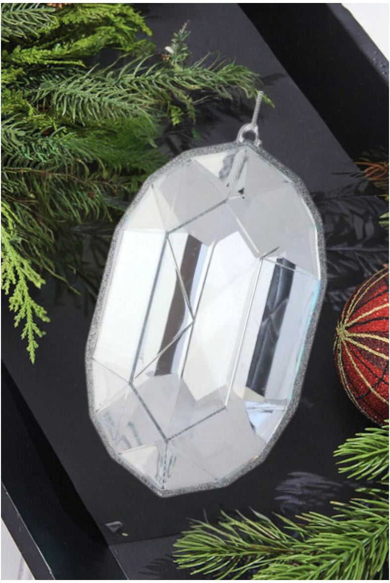 6.5" Acrylic Oval Jewel Ornament: Clear - Michelle's aDOORable Creations - Holiday Ornaments